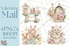 Whimsical Valentine Mail Clipart PNG Floral Letters Product Image 1