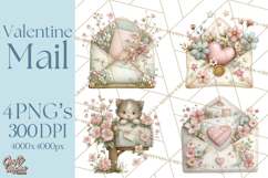 Whimsical Valentine Mail Clipart PNG Floral Letters Product Image 1