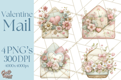 Whimsical Valentine Mail Clipart PNG Floral Letters Product Image 1