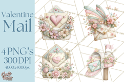 Whimsical Valentine Mail Clipart PNG Floral Letters Product Image 1