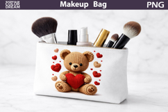 Makeup Bag Sublimation | Valentine Bear Heart Sublimation Product Image 1