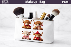 Makeup Bag Sublimation | Valentine Highland Cow Sublimation Product Image 1