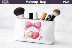 Makeup Bag Sublimation | Valentine Pink Bow Heart Product Image 1