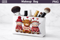 Makeup Bag Sublimation | Highland Cow Heart Sublimation Product Image 1