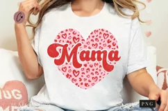 Retro Mama Leopard Print Valentine PNG | Valentine's Day PNG Product Image 1