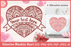 Valentine Mandala Heart Monogram SVG Cut File for Tote Bag