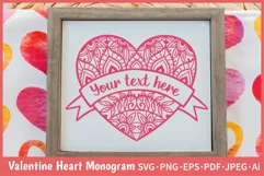 Valentine Mandala Heart Monogram SVG Cut File for Valentines Day Poster