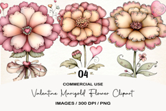 Valentine Marigold Flower Clipart Product Image 1