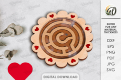 Valentine's Day Maze Laser Cut. Maze Game SVG Product Image 1