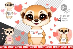Valentine Meerkat Cartoon Clipart Product Image 1