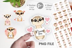 Valentine Meerkat Cartoon Sticker Product Image 1