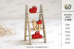 Valentine's Day Mini Ladder Laser Cut. Stand Decor SVG Product Image 1