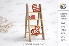 Valentine's Day Mini Ladder Laser Cut. Stand Decor SVG Product Image 1