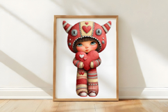 Valentine Monster Kids Clipart Product Image 3