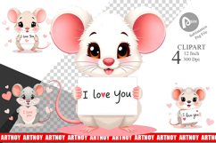 Valentine Mouse Cartoon Clipart Product Image 1
