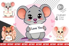 Valentine Mouse Cartoon Clipart Product Image 1