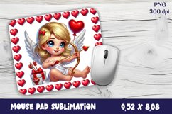 Valentine Angel Mouse Pad Sublimation - Cupid Mousepad PNG Product Image 1