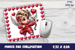 Valentine Angel Mouse Pad Sublimation - Cupid Mousepad PNG Product Image 1