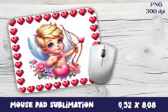 Valentine Angel Mouse Pad Sublimation - Cupid Mousepad PNG Product Image 1
