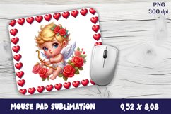 Valentine Angel Mouse Pad Sublimation - Cupid Mousepad PNG Product Image 1