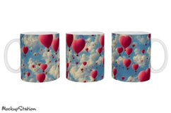 Valentines Mug Wrap PNG | Heart Balloons Sublimation Design Product Image 2