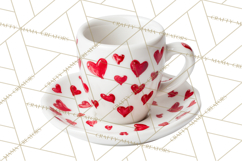 Valentine Coffee Mugs Clipart Cute Cozy &amp; Glam Hot Drink PNG Product Image 3
