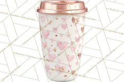 Valentine Coffee Mugs Clipart Cute Cozy & Glam Hot Drink PNG Product Image 2