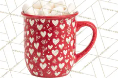 Valentine Coffee Mugs Clipart Cute Cozy & Glam Hot Drink PNG Product Image 2