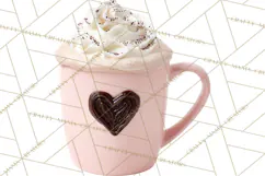Valentine Coffee Mugs Clipart Cute Cozy & Glam Hot Drink PNG Product Image 3