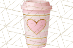 Valentine Coffee Mugs Clipart Cute Cozy &amp; Glam Hot Drink PNG Product Image 4