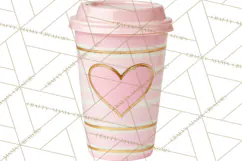 Valentine Coffee Mugs Clipart Cute Cozy & Glam Hot Drink PNG Product Image 4