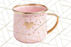 Valentine Coffee Mugs Clipart Cute Cozy & Glam Hot Drink PNG Product Image 5