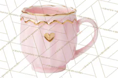 Valentine Coffee Mugs Clipart Cute Cozy & Glam Hot Drink PNG Product Image 2
