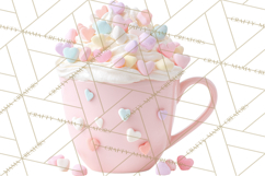 Valentine Coffee Mugs Clipart Cute Cozy &amp; Glam Hot Drink PNG Product Image 4