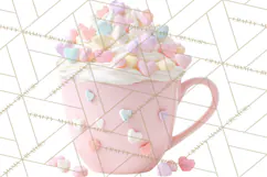 Valentine Coffee Mugs Clipart Cute Cozy & Glam Hot Drink PNG Product Image 4