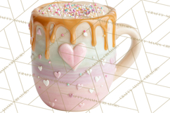 Valentine Coffee Mugs Clipart Cute Cozy &amp; Glam Hot Drink PNG Product Image 5