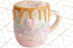 Valentine Coffee Mugs Clipart Cute Cozy & Glam Hot Drink PNG Product Image 5