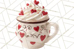 Valentine Coffee Mugs Clipart Cute Cozy & Glam Hot Drink PNG Product Image 2