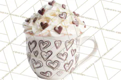 Valentine Coffee Mugs Clipart Cute Cozy & Glam Hot Drink PNG Product Image 4