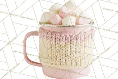 Valentine Coffee Mugs Clipart Cute Cozy & Glam Hot Drink PNG Product Image 5