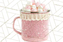 Valentine Coffee Mugs Clipart Cute Cozy & Glam Hot Drink PNG Product Image 2