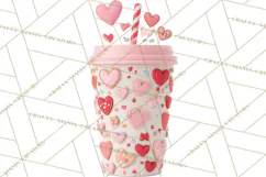 Valentine Coffee Mugs Clipart Cute Cozy & Glam Hot Drink PNG Product Image 3