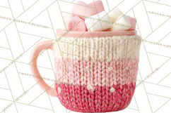 Valentine Coffee Mugs Clipart Cute Cozy & Glam Hot Drink PNG Product Image 5