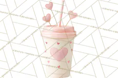 Valentine Coffee Mugs Clipart Cute Cozy & Glam Hot Drink PNG Product Image 5