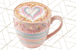 Valentine Coffee Mugs Clipart Cute Cozy &amp; Glam Hot Drink PNG Product Image 2