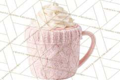 Valentine Coffee Mugs Clipart Cute Cozy &amp; Glam Hot Drink PNG Product Image 3