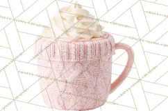 Valentine Coffee Mugs Clipart Cute Cozy & Glam Hot Drink PNG Product Image 3