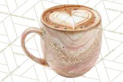 Valentine Coffee Mugs Clipart Cute Cozy & Glam Hot Drink PNG Product Image 5