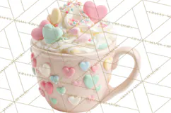 Valentine Coffee Mugs Clipart Cute Cozy & Glam Hot Drink PNG Product Image 2