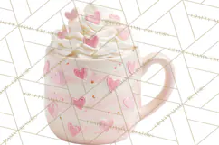 Valentine Coffee Mugs Clipart Cute Cozy & Glam Hot Drink PNG Product Image 3